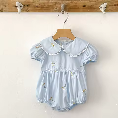 New Summer Newborn Clothes Kids Baby Girls Rompers 4 Colors New Infant Kids Baby Girls Embroider Flo