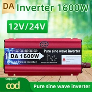 12V1600W อินเวอร์เตอร์ 1600 Watt DC 12V to AC 220V INVERTER Pure Sine Wave 12V/24V 1600W แปลงไฟรถยนต์เป็นไฟบ้าน หม้อแปลงไฟ ตัวแปลงไฟรถ อินเวอร์เตอร์ โซล่าเซล 1600w แท้ แปลงไฟแบตเตอรี่เป็นไฟฟ้าบ้าน ชนิดคลื่นเพียวซายเวฟวัตต์อินเวอร์เตอร์ไฟฟ้า อินเวอร์เ