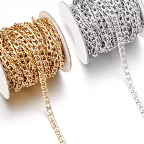 5 Yards/Roll Aluminum Chains Flat Shape NK Line Chain for DIY Bracelet Necklace Jewelry Making Acces