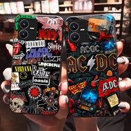 HK-43 Rock Band White Black Glass Glass Casing for VIVO iQOO Y22 Y28 V25 Y35 Y22S Y55 Z6 Y75 5G