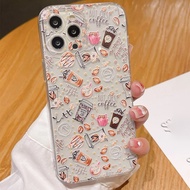 ชานมกาแฟโปร่งใสป้องกันการตกหล่นโทรศัพท์มือถือเคสสำหรับ Apple IPhone 14/13/12/11/XS/XR/X/7/8/6S/Mini /Plus/Pro Max/se