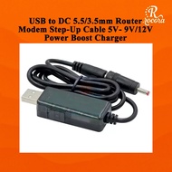 USB to DC 5.5mm/3.5mm Router Modem Step-Up Cable 5V to 9V/12V Power Boost Charger