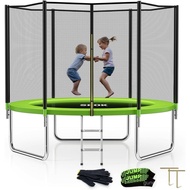 SKOK Trampoline 8FT 10FT 12FT 14FT 15FT Trampolines with Enclosure Net, 400LBS Outdoor Trampolines f
