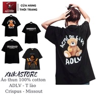 Adlv T unisex bear T-shirt - Simple wide round neck T-shirt - Luxurious cotton ulzzang XUKASTORE