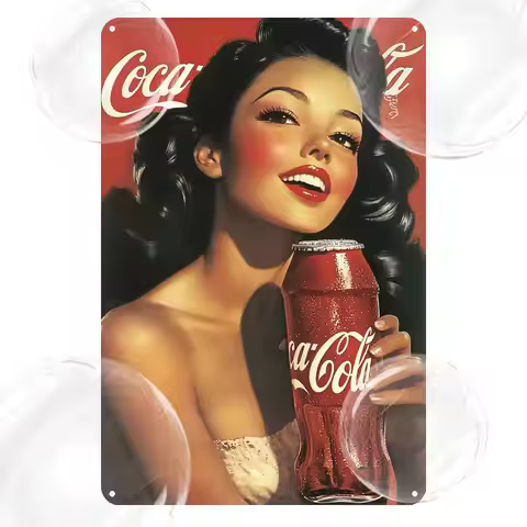 , "Funny Vintage Metal Tin Sign -Cola Soda Poster" for Street, Mall, Garage, Cafe, Home, Bar, Club, 