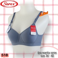 J518 Sorex Bra Teenage and AdultWanita, Non-Wire Foam Bra, Cup B, Three Hooks, Size 34-40