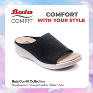 Bata Comfit บาจา คอมฟิต รองเท้าแตะผู้หญิง รองเท้าเพื่อสุขภาพ รองเท้าแตะแฟชั่น เสริมสุขภาพ สูง 1 นิ้ว สำหรับผู้หญิง รุ่น Zeta สีดำ 6696868