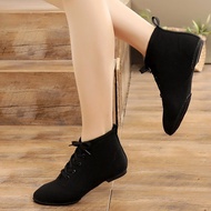 AT/🥏Female Adult High-Top Lace-up Canvas Jazz Boots Dancing Shoes Soft Bottom Training Shoes Body Shoes Jazz Shoes Dance