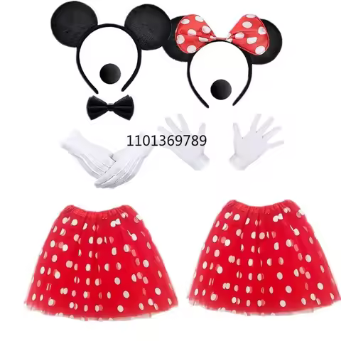 Polka Dots Tutu with Mouse Ears Headband Girls Halloween Costume Birthday Dress Up Accessories nose 