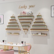 Nail shop wall shelf wall mounted cosmetics shelf nail shop triangle display shelf nail polish glue 