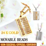 Official Authentic Transfer 24K Gold Plated Unisex Movable beads Abacus Necklace Pendant (24K gold a