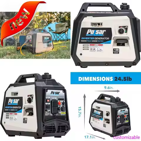 2025new-Ultra-Light 1600W Portable Gas Inverter Generator, Quiet Operation, CARB Compliant: Pulsar P