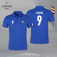 2024 ถ้วยยุโรปฝรั่งเศสทีมแห่งชาติ Mbappe L<unk>u Mannings ฟุตบอลกีฬาเสื้อโปโล Turnover เสื้อยืดแขนสั