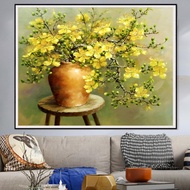 Tranh thêu chữ thập chỉ lụa bình hoa cúc DX1137