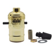 E26 Light Socket with Push ON/Off Switch,Brushed Gold Medium Screw Socket,for Table Lights or Desk L