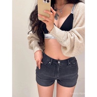 CK Jeans Women's High-Waist Micro-Elastic Denim Shorts - Summer Casual Trend