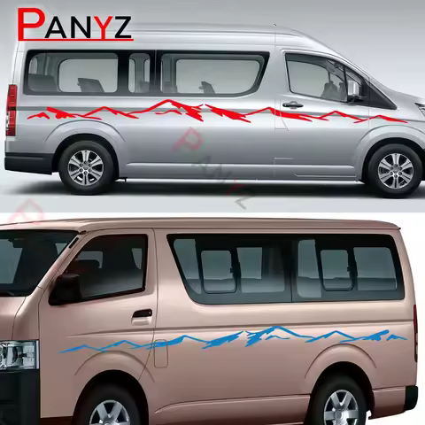 2PCS Car Door Side Stickers For Toyota Hiace VAN H200 H300 200 300 Accessories Mountain Graphics Vin