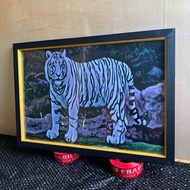 White Tiger Photo Frame Wall Decoration Size 65x45cm