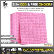 Wallpaper Foam Brick 3D Timbul Pink (FREE ONGKIR) Anti Air & Anti Panas High Quality 70x77cm 3mm Wal