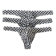 3PCS Sexy Men Underwear Briefs Cotton Cueca Plaid Shorts Thong Breathable Fitness Underpants Thongs Slip Homme Underwear Briefs