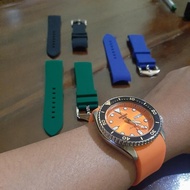 [Watch Accessories] rubber curved end strap rubber watch strap 18mm 20mm 22mm 24mm Watch - Black, 24