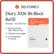 DELFONICS Rollbahn Diary Refill B6 – 2026 Planner (Oct 2025 Start, 15-Month) | Weekly Block