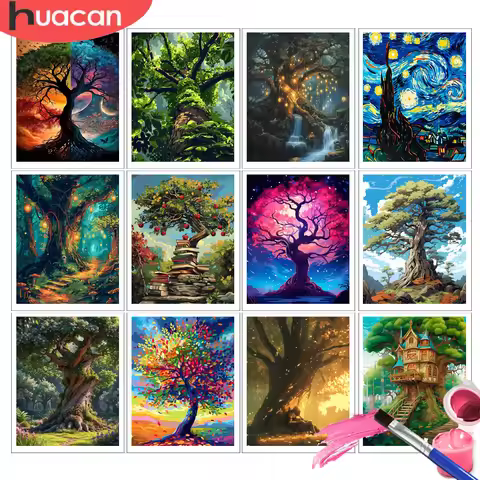 HUACAN Tree Paintings By Numbers On Canvas Landscape Adult Crafts Scenery Home Decor Picture By Numb