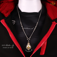 APICHAYA สร้อยคอสแตนเลสแท้100% สร้อยพระลายปล้องอ้อย+เม็ด BDP แต่งอะไหล่สแตนเลสแท้ ขนาด 3.5 มิล ไม่ลอ