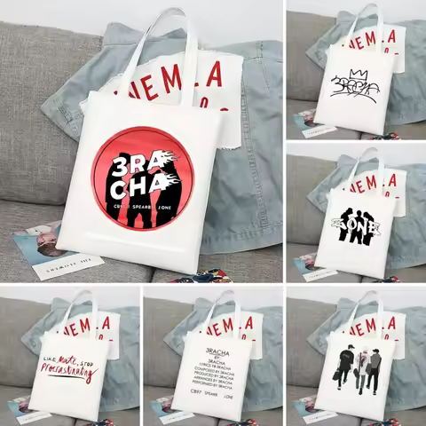 3Racha Kpop Print Shopping Bag Graphic Shoulder Bags Students Girls Cute Printed Casual Totes Female