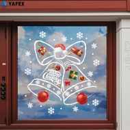 Reusable Static Cling Window Decal Featuring Christmas Bell and Snowflake Motifs