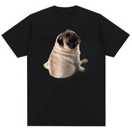 Funny Pug Meme Dog Silly Pug Dog Meme Humorous Pattern Men's Fashion Cotton T-shirt