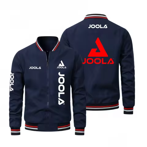 JOOLA Logo Print Men's Bomber Jacket, Windproof Zip Up Varsity Jacket, Casual Sportswear for Outdoor