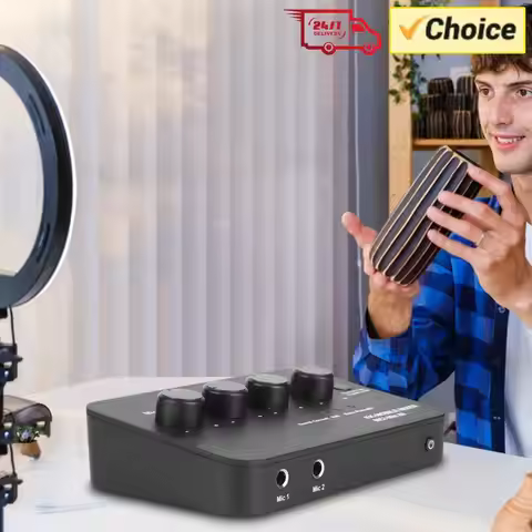 Portable Karaoke Microphone Mixer 3.5mm AUX BT Connection Dual Mic Inputs Digital Audio Mixer for DJ