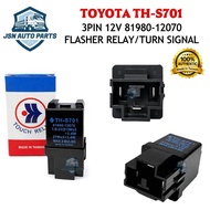 TH-S701 3 Pin Flasher Relay 12V LED Turn Signal Relay Toyota Type 81980-12070 Made in Taiwan