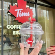 Tims咖啡杯Tim Hortons迷你墩墩杯玻璃吸管冷水杯辦公桌面喝水杯