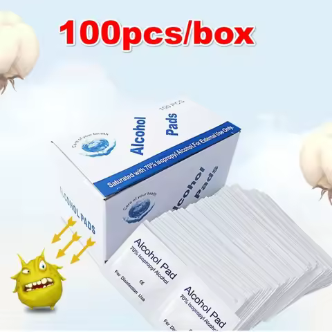 100pcs Portable Alcohol Prep Pads Disinfectant Swabs Wipes Cleaner 70% Alcohol Content Suitable for 
