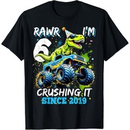 6Th Birthday Monster Truck Dinosaur Party Rawr I'M 6 T-Shirt Mans