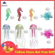 Yiyicc Aquarium Decoration Set Silicone Luminous for Fish Tank