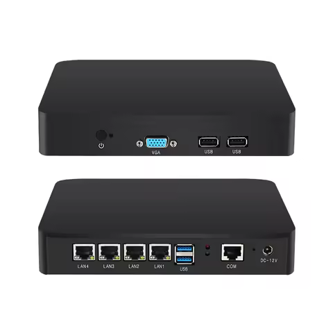 Fanless Mini PC Intel Celeron J6412 J4125 Processor 4x 2.5GbE Ethernet 4G/5G Modem Two SIM Slots Win