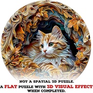Wooden Jigsaw Puzzles-3D Cat, Unique Shaped Jigsaw Puzzles Gift for Adult, Colorful Animal Shaped Pu