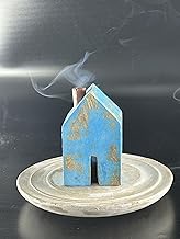 S.B ARTS Blue Hut Incense Dhoop Holder, Wooden Incense Ash Catcher, Dhoop Burner, Incense Stick Hold