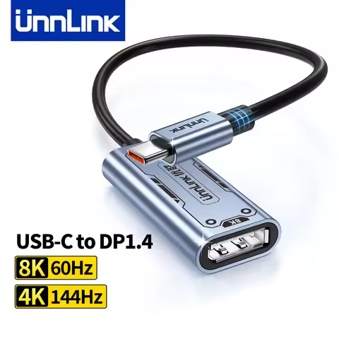 Unnlink 8K USB C to DP1.4 Adapter, Type-C to DP Converter 8K60Hz 4K144/120Hz TB3/TB4 for iPhone15/16