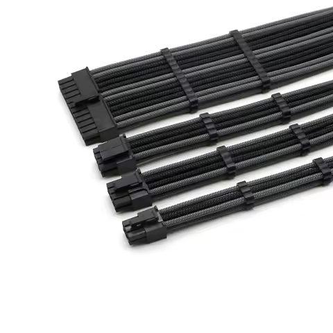 Basic Extension Cable Kit - Single Sleeved ATX 24Pin, CPU 4+4Pin, GPU 6+2Pin, GPU 6Pin Power Extensi