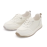 Genuine Genuine Leather Thick-Soled Shoes White Shoes Milk Fog Shimmer Genuine Leather Breathable Th