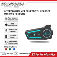 [SOLWOODS] S2 Motorcycle Helmet Intercom Music Sharing Headset with Soft+Hard Mic1000mah Bt 5.4 IPX6