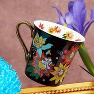 Frida Kahlo Inspired Mexican Floral Ceramic Mug, 11.83oz/350ml Black Coffee Cup With Colorful Flower