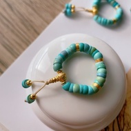 Natural Raw Ore Turquoise Large Scrunchy Small Hand Twist, High Porcelain High Quality, Matching 18 