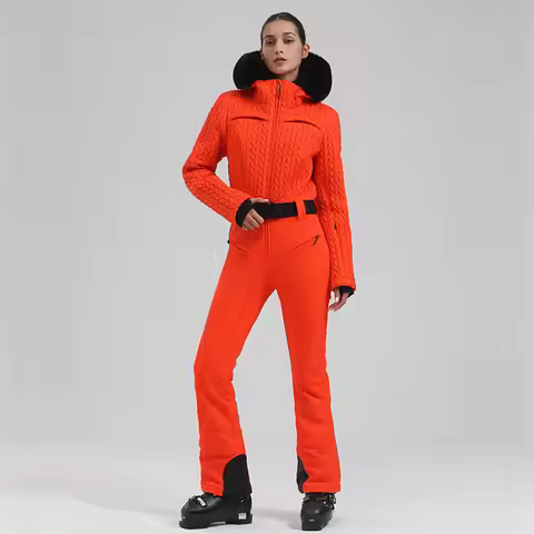 GSOU SNOW One-piece Ski Suit Women Thickening Snowboard Female Overalls Winter Windproof Waterproof 