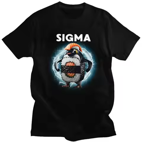 Sigma Italian Brainrot Meme Penguin Sushi T Shirt for Men T-shirt Fashion Short Sleeve Tee Shirt Sli