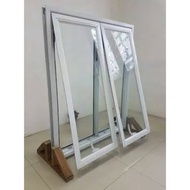 kusen jendela double aluminium ukuran 80 x 120 lengkap 1 set include